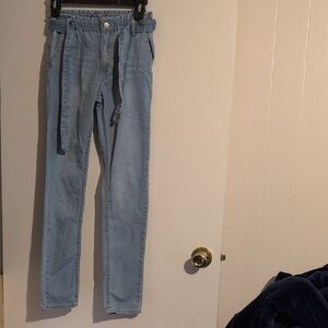 Vigoss The Jagger Skinny Light Blue Women's Jeans With Tie Elastic Waist Size 14